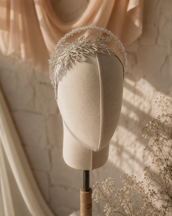 Kristal Kar Tanesi Gelin Tacı | El Yapımı Lüks Bridal Headpiece