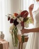 Bordeaux Elegance | Antoryum ve Gala Çiçeği Gelin Buketi