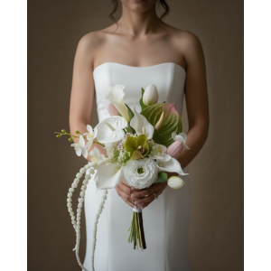 Blush Garden Antoryum ve Islak Lale Gelin Buketi