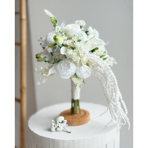 Snowfall | Şakayık ve Amaranthus Gelin Buketi