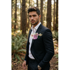 Mor Ortancalı Damat Cep Çiçeği